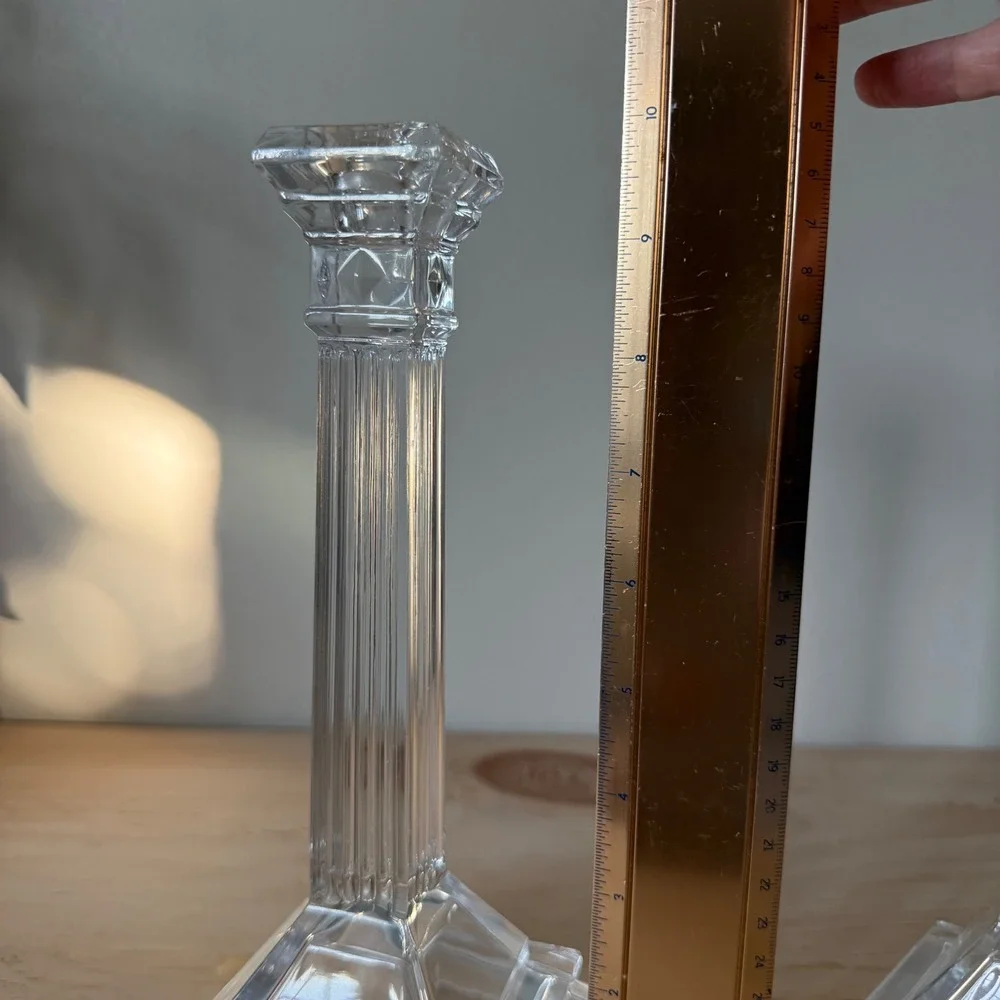 Vtg Shannon Style Lead Crystal Candlesticks  Pair 10